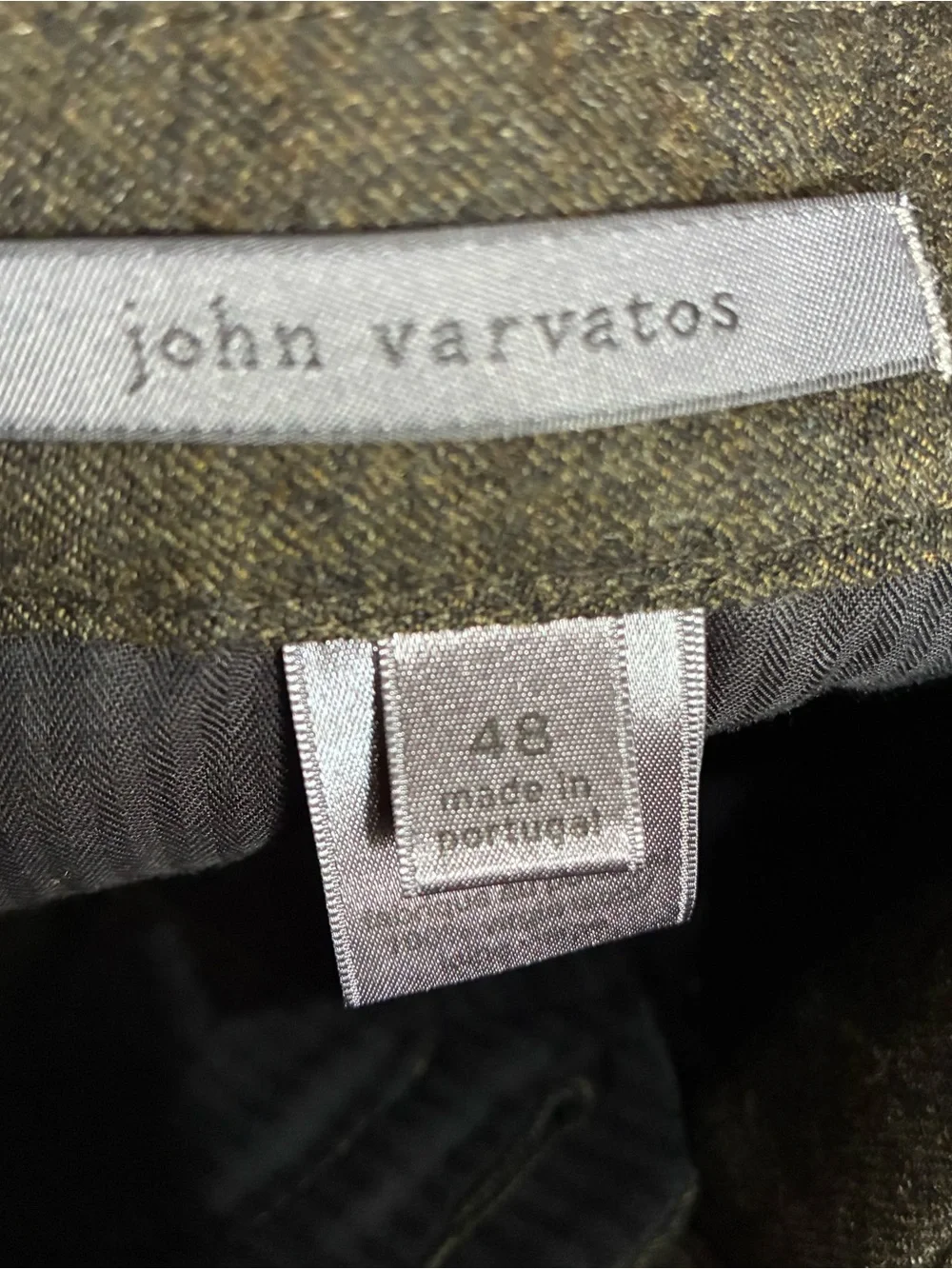 John Varvatos Wool Pants Olive Green Size 32X34 Luxury Trousers Preppy Business